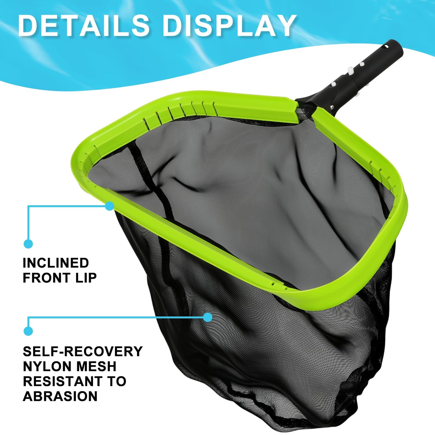 Sepetrel,Pool Net,Professional Swimming Pool Leaf Skimmer Nets for Cleaning with Nylon Deep Bag,Heavy Duty Aluminum Frame & Handle Rake(Pole Not Included)