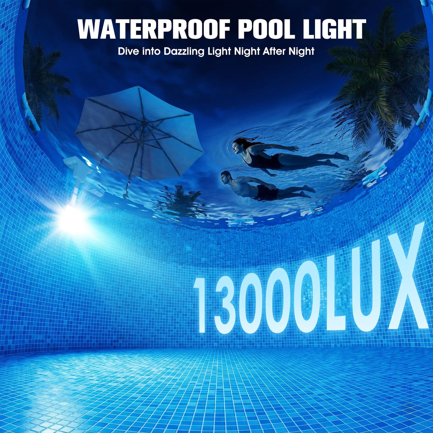 LightHacker Solar Pool Lights for Metal Frame Above Ground Pool, Upgraded Solar Lights w/LCD Pool Thermometer,Underwater Led Lights for Pool Accessories,Swimming Pool Lighting with 10 Light Modes,1PC