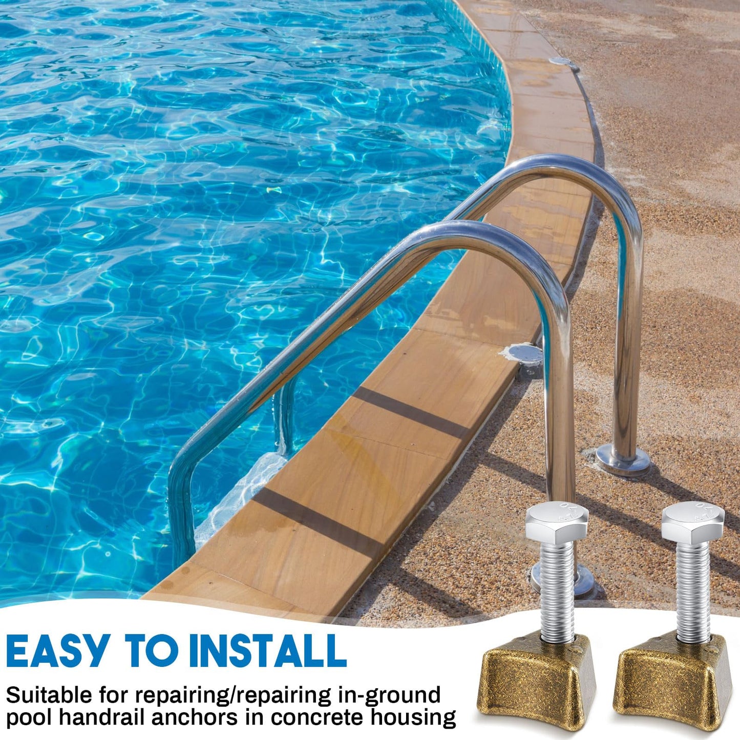 MorningRo 4 Pcs Pool Ladder Anchors Bronze Wedge Assembly Swimming Pool Stair Rail Anchor with Bolt Compatible with Perma Cast 3", 4" Hand Rail Anchors Sockets Ladder Parts Brackets