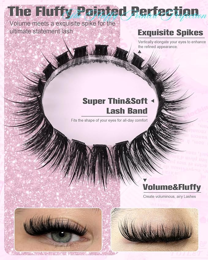 Lash Clusters with Spikes Fluffy Eyelash Clusters Fairy Cluster Lashes 10-18mm Wispy Cluster Eyelash Extensions 60D+100D Volume Individual Lashes D Curly Lash Extensions by Boahankuke