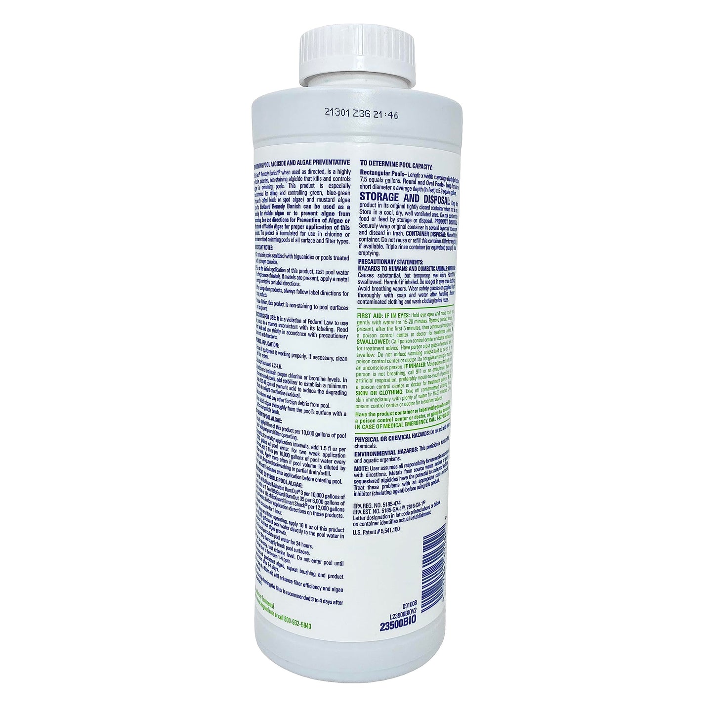 BioGuard Banish Pool Algae Preventative, 1 Quart, Fast-Acting, Non-Foaming, Keeps Water Clear, Provides Effective Control of Algae Growth