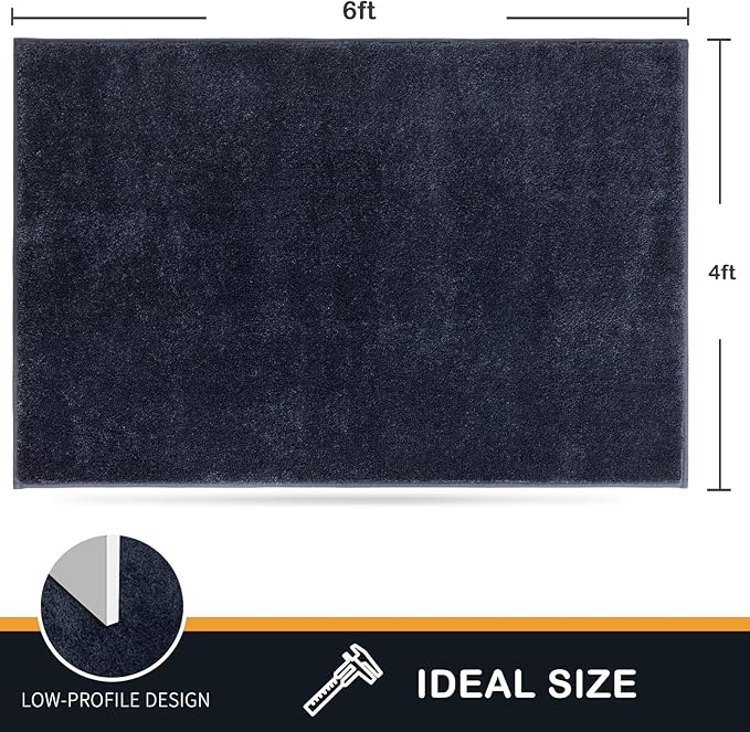 PURRUGS Easy Care Area Rug 4ft x 6ft, Non-Slip Machine Washable Entryway Rug, Dog Door Mat, Stain Resistant Accent Rug for Hallway, Living Room, Bedroom and Mudroom, Navy Blue