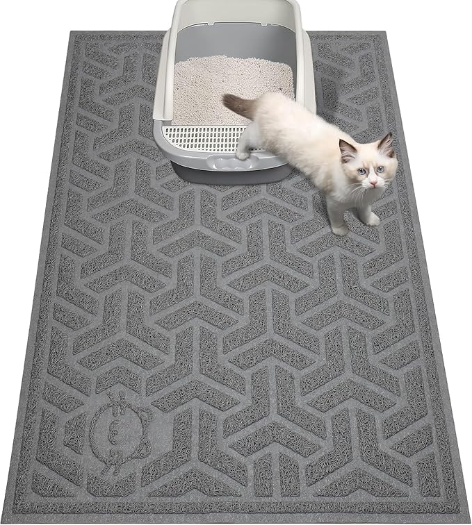 UPSKY Cat Litter Mat, Litter Trapping Mat Soft on Kitty Paws, Large Litter Box Mat 35" x 24" Scatter Control for Indoor Cats Waterproof and Extra Large Pretty Litters Carpet