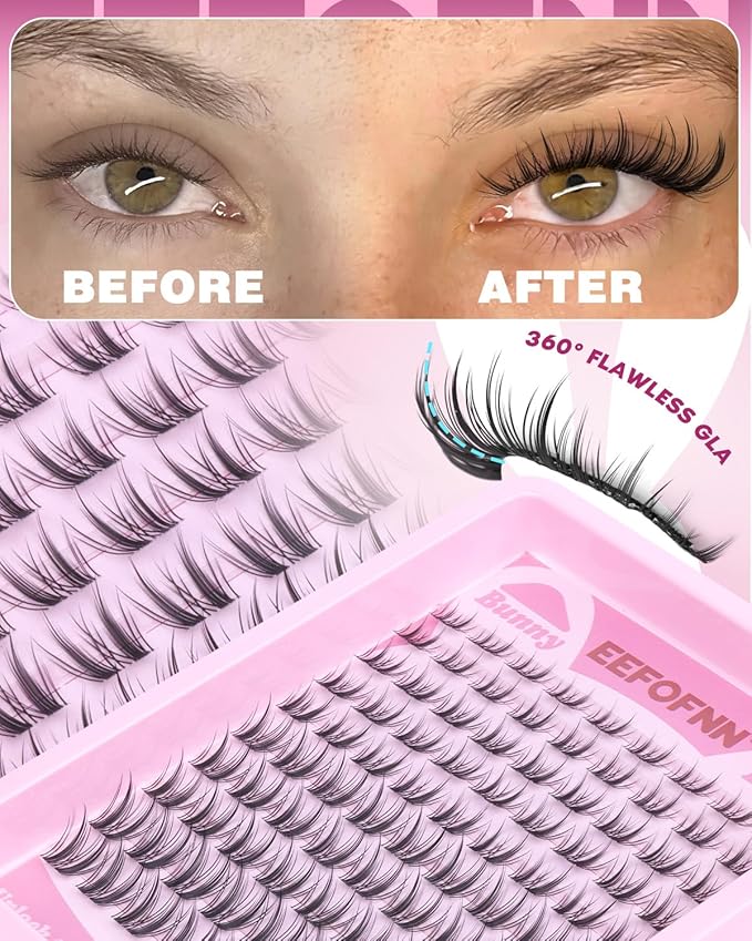 Lash Clusters Kit Wispy Eyelash Clusters Fairy Cluster Eyelases Extensions Manga Lashes Clusters Kit Short Indicidual Lashes Bunny Cluster Lashes C Curl Pestañas Postizas Naturales by Eefofnn