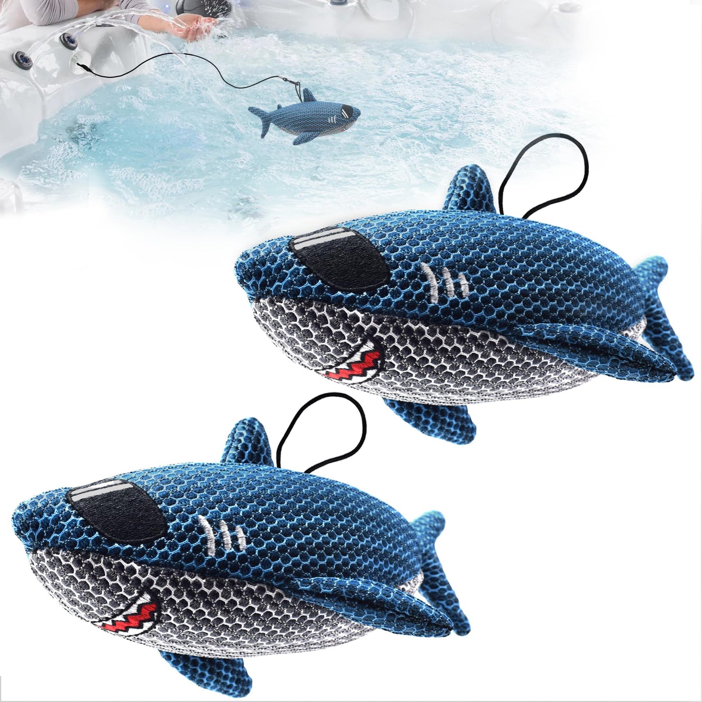 ZYIDBNG Shark Hot Tub Scum Absorber Reusable Washable Hot Tub Sponge Scum Absorber for Spa Hot Tub Oil Scum Absorber Spa Accessories for Adults (2 Pack, Shark)