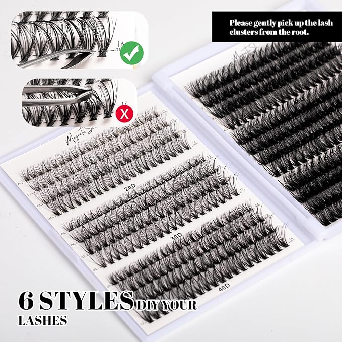 Lash Clusters 480 Clusters 10-20mm False Eyelash 60D 80D 100D Thick Eyelash Extension 20D 30D 40D Individual Eyelashes Multi-Style DIY Lash Extensions for Beginners(20D-100D-D, 10-20MIX)