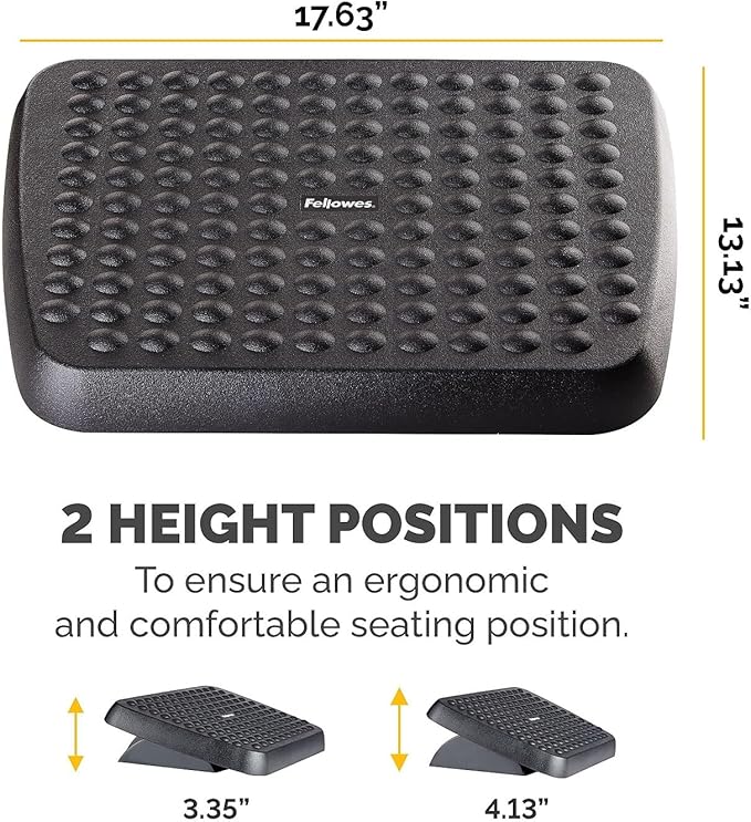Fellowes 48121 Standard Footrest, 2 Position, 17-5/8x13-1/8x3-3/4, Graphite