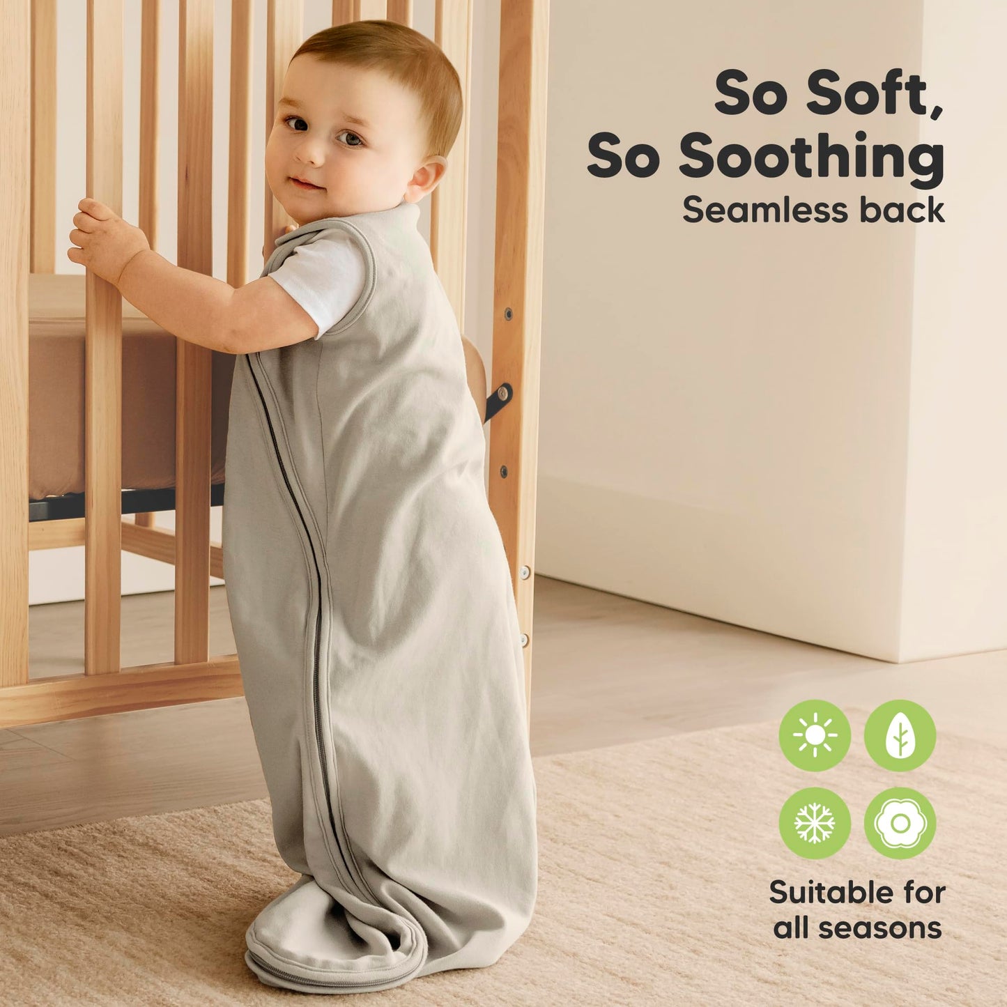 2-Pack Organic Baby Sleep Sacks, 100% Cotton - Soft & Breathable 0.5TOG Baby Wearable Blanket, Toddler Sleeping Sack 0-6 months, Easy to Wear Transitional Swaddles for Newborns, Infants (Nordic, S)