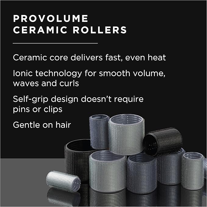 Fromm ProVolume 1.75" Self-Grip Ceramic Ionic Thermal Hair Rollers, 3 Count, Large Salon Quality Hair Curlers for Medium to Long Length Hair and Curtain Bangs (Pack of 2)
