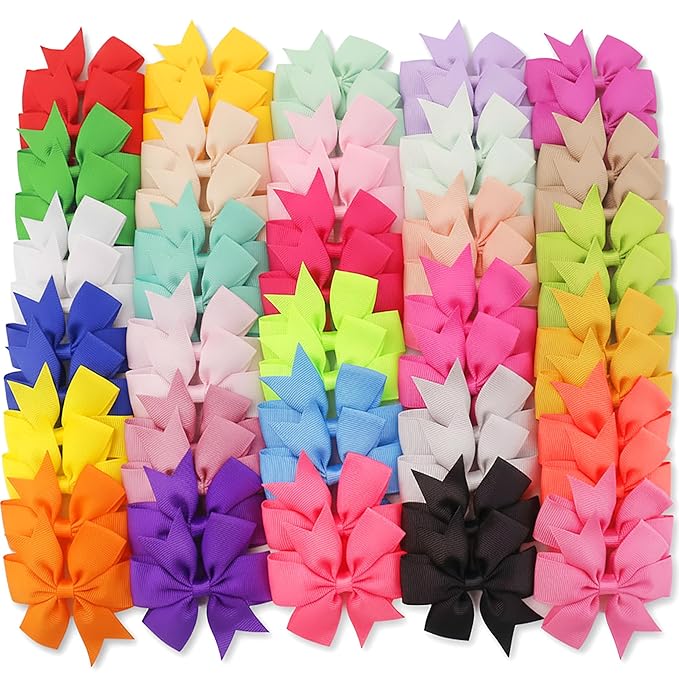 60Piece Grosgrain Ribbon Pinwheel Hair Bows Boutique Bow Alligator Clips For Girls Toddlers Teens Gifts In Pairs