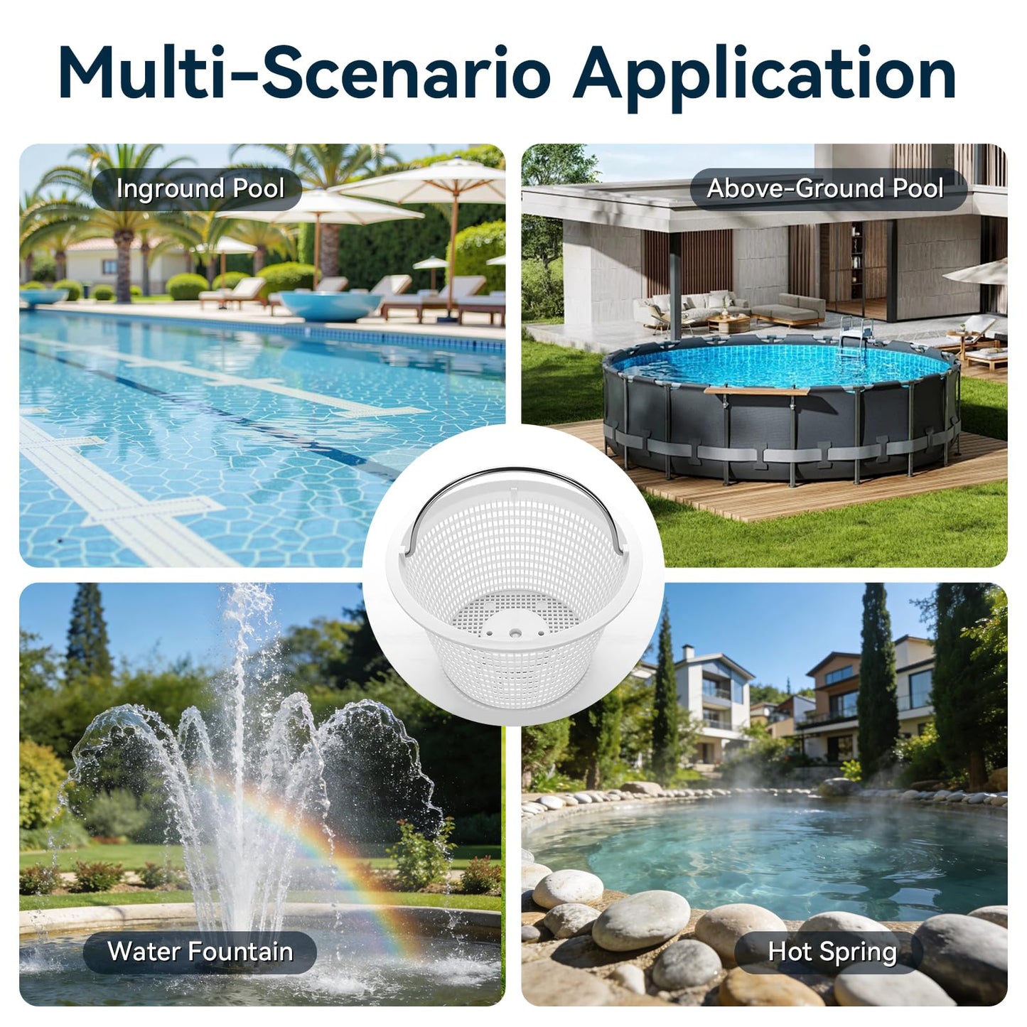 Monitok Pool Skimmer Basket for Inground Pools, Heavy-Duty with 316 Stainless Steel Handle & Built-in Weight, Compatible with Hayward SP1070/SP1070E Pool Basket and Pentair U-3 Skimmer Basket