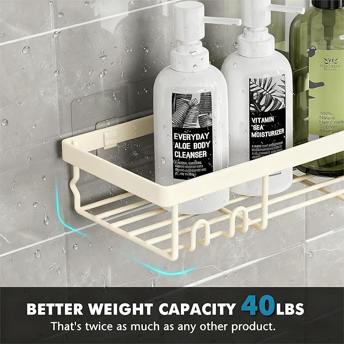 Moforoco Shower Caddy Shelf Organizer Rack, Self Adhesive Black Bathroom Shelves Basket, Home Farmhouse Wall Inside Organization and Storage Decor Rv Accessories, First Camper Apartment Essentials