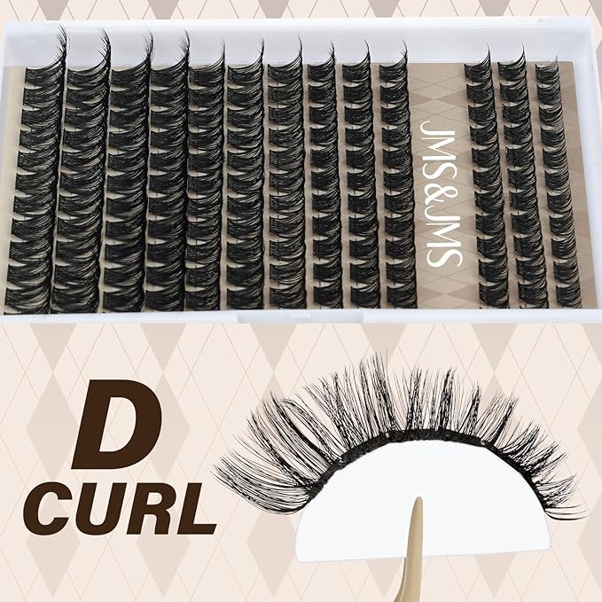 JMS&JMS Lash Clusters Kit Lash Extension Kit with Lash Bond and Seal Eyelash Applictor Lash Extension Kit for Beginner (MISS BELLA-8-18mix)