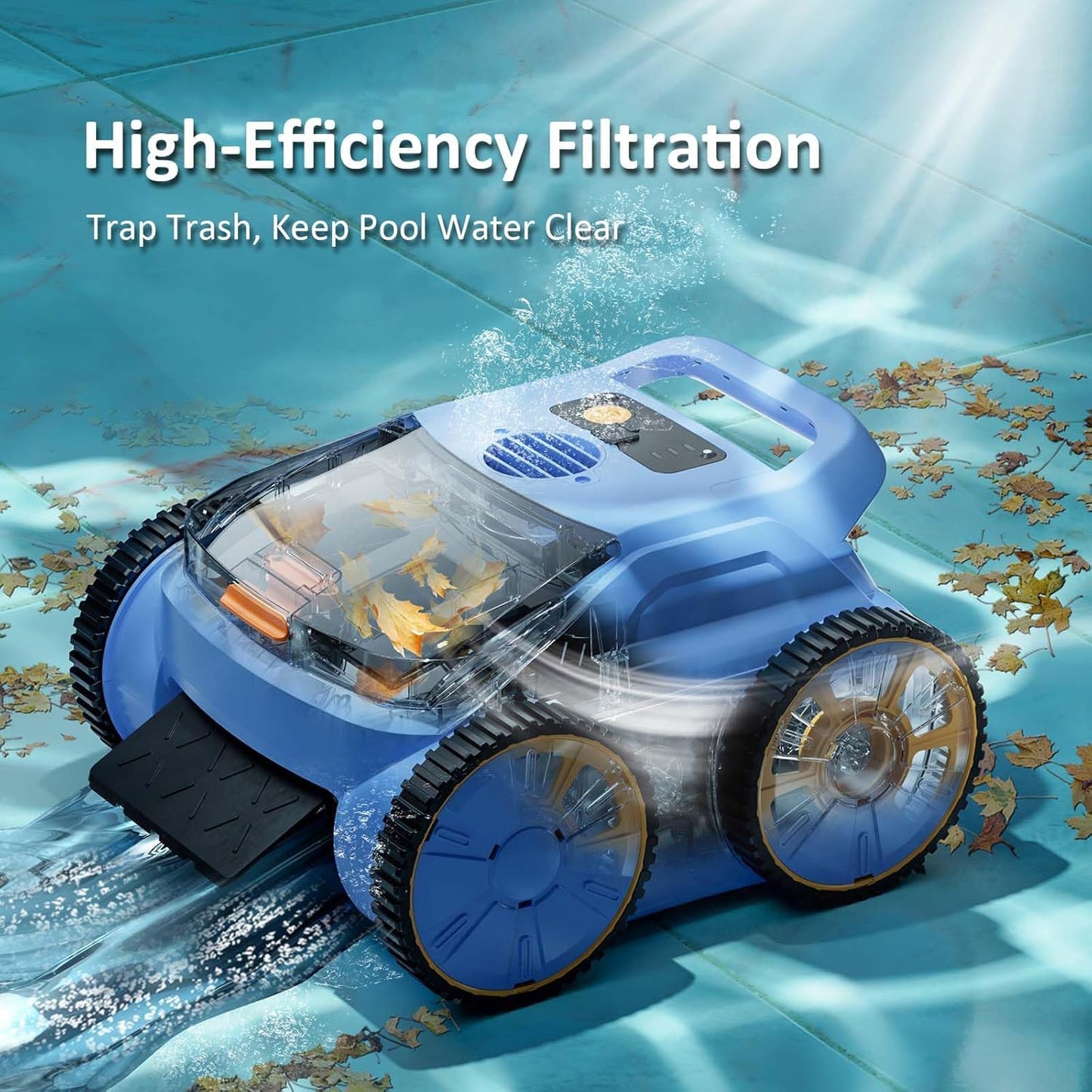 Pool Vacuum for Above Ground Pool, Max Up to 180 Mins, Self-Parking, LED Indicator, Wall&Waterline Cleaning Pool Vacuum for Inground Pools, Robotic Pool Cleaner for Pools up to 2000 Sq