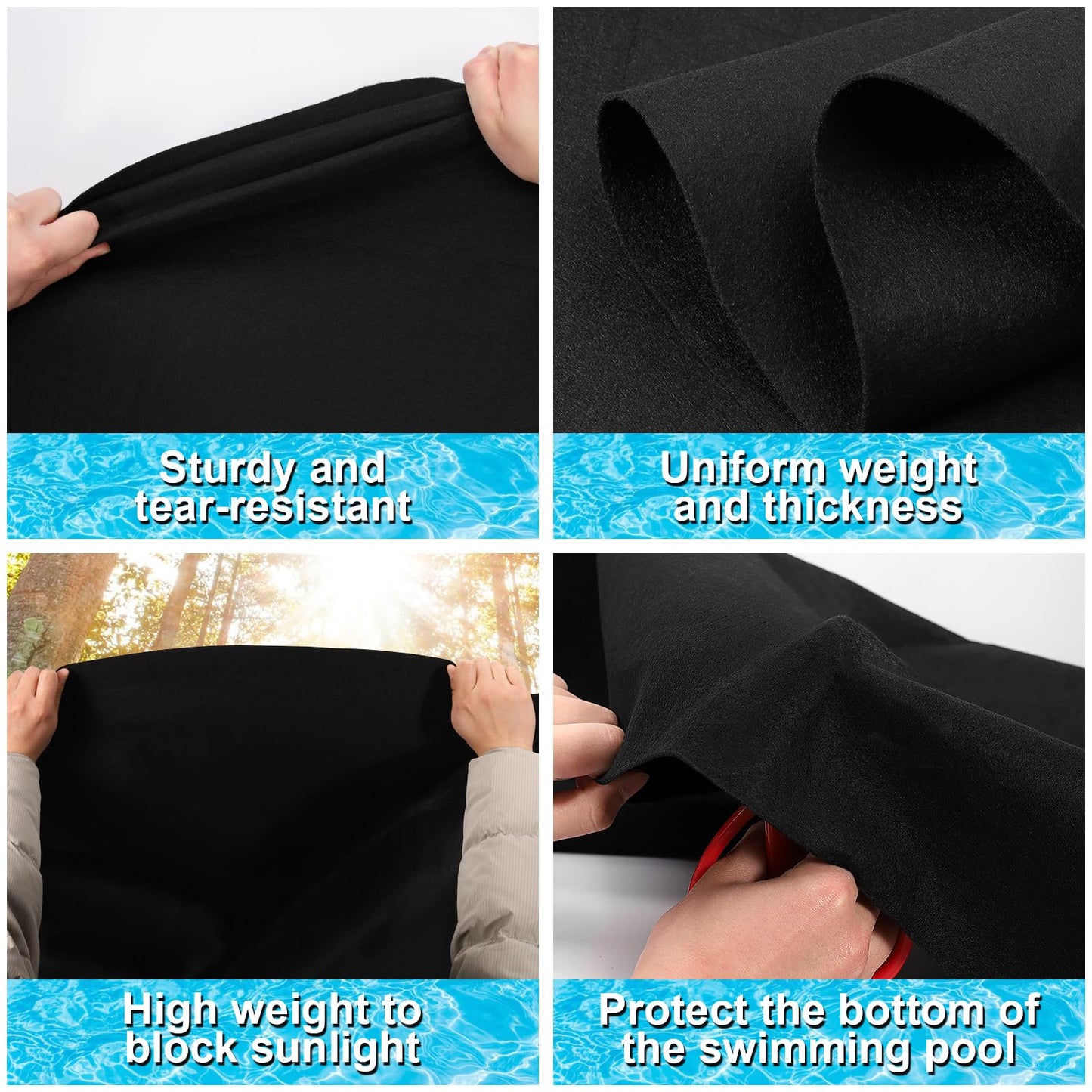 VICAMB 11 x 7.5ft Rectangular Pool Liner Pad for Above Ground Swimming Pools,220g/㎡ Heavy Duty Pool Ground Mat Under Pool Pad,Pools Bottom Liner Protector to Prevent Puncture and Extend Liner Life