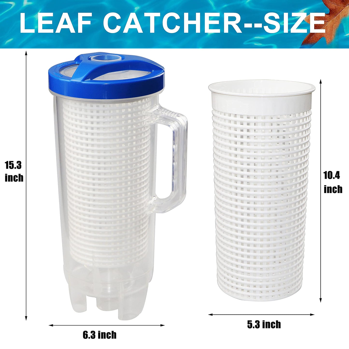 Large Pool Leaf Catcher,Leaf Canister for Pool Vacuum, in-line Pool Filter Canister with Mesh Basket, Compatible with Hayward Automatic & Manual Suction Pool Cleaners