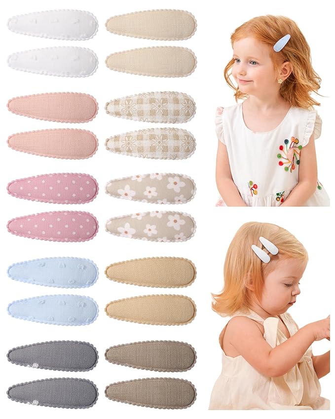 doboi 20Pcs Toddler Hair Clips Hair Barrettes Baby Girls Hair Bows Clips Floral Print Non Slip Snap Hairpins Flower Hair Clips for Girls Kids Toddler Hair Accessories