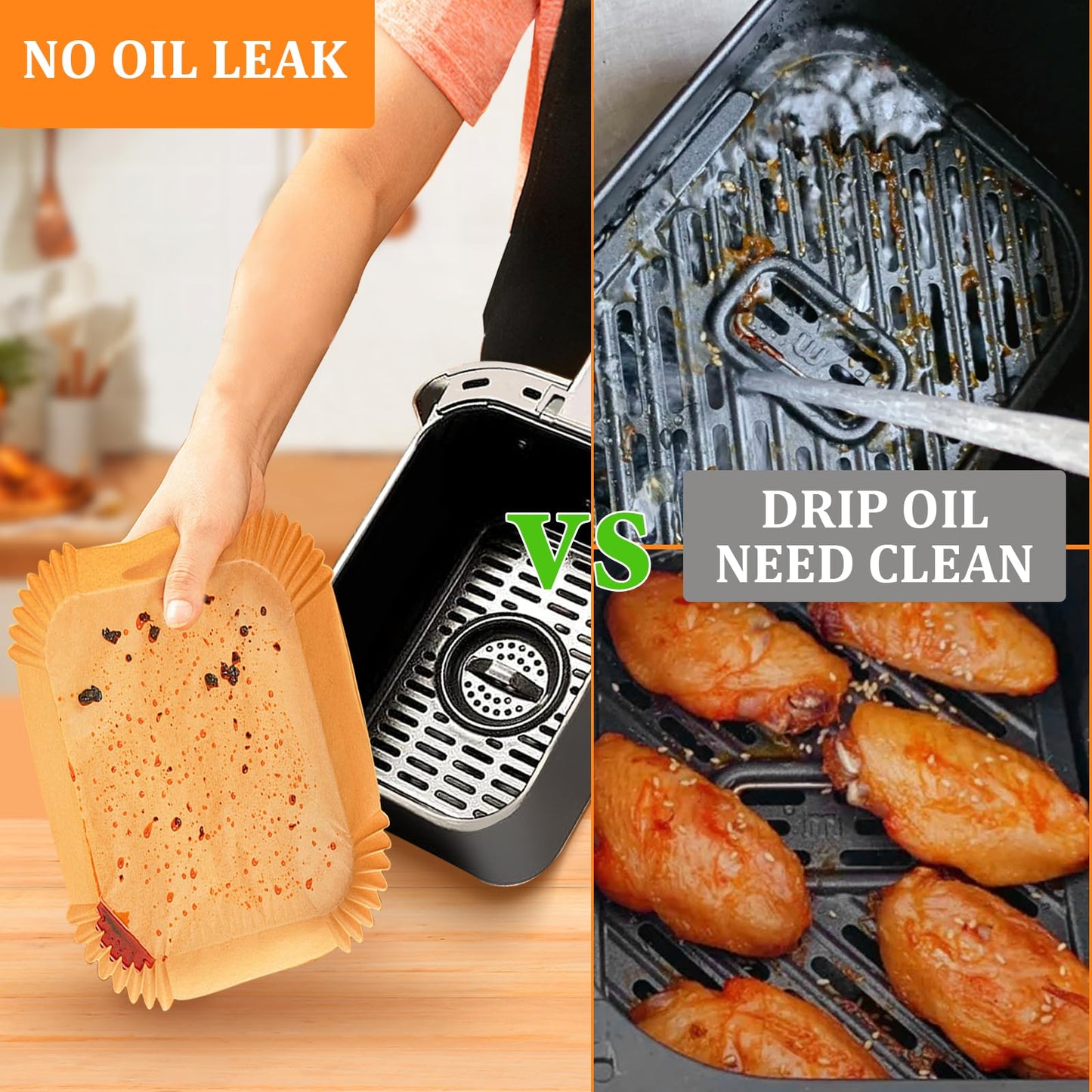 200PCS Air Fryer Liners for Ninja: Higher Non-Stick Disposable Parchment Paper Liner for Ninja DZ201/DZ401 Dual Airfryer Baking - Food Grade Ninja Air fryer Accessories (Rectangle - 8.6 x 5.5 inch)