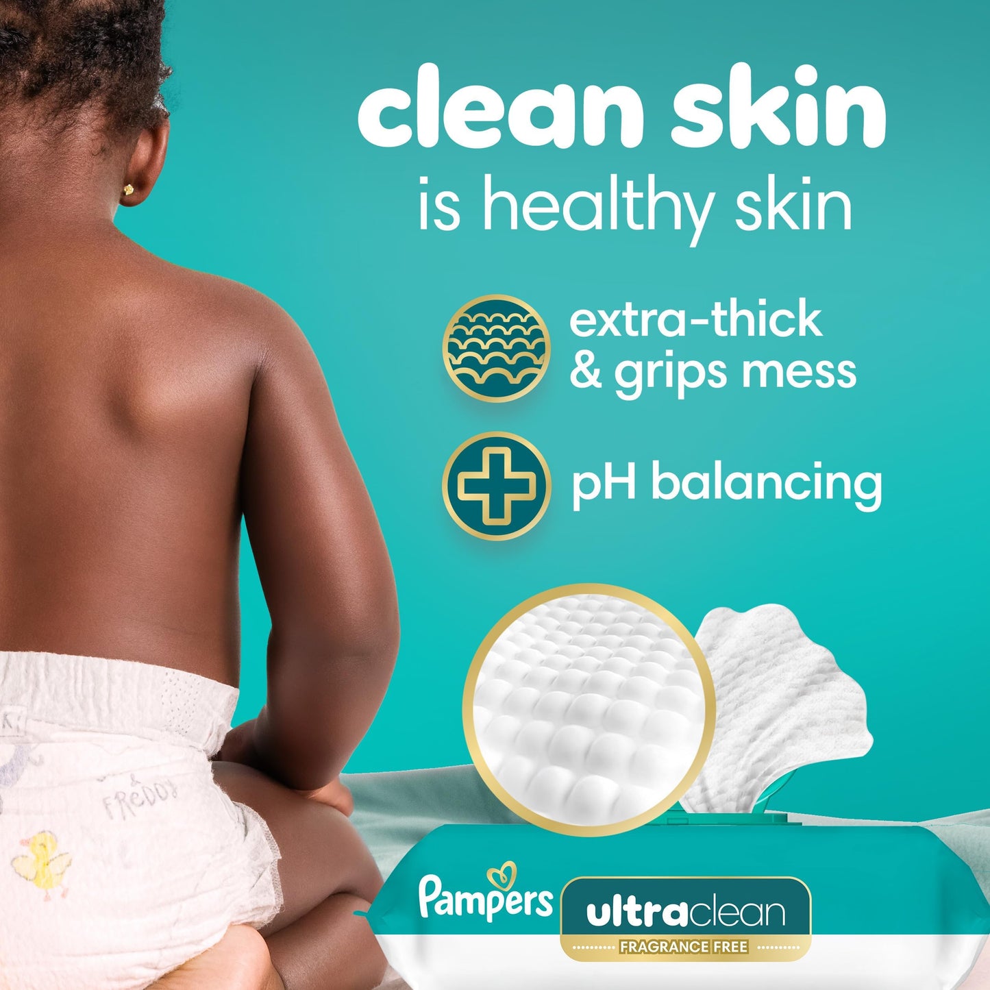 Pampers Ultra Clean Baby Wipes (Previously 'Free & Gentle'), 99% Water, Hypoallergenic, Unscented, 100% Plant Based, Plastic-Free, 624 Baby Wipes Total (8X Flip-Top Packs) [Packaging May Vary]