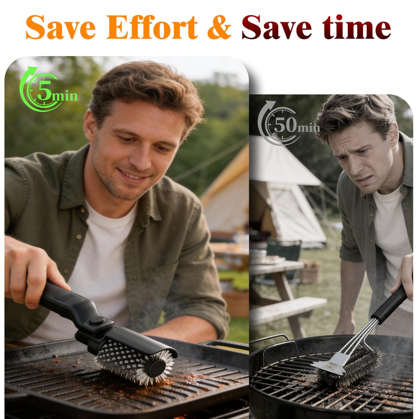 Electric BBQ Grill Brush for Outdoor, Electric BBQ Grill Cleaner with 3-Speed and Adjustable Angle, Rechargeable Grill Cleaning Brush for Barbecue Grates