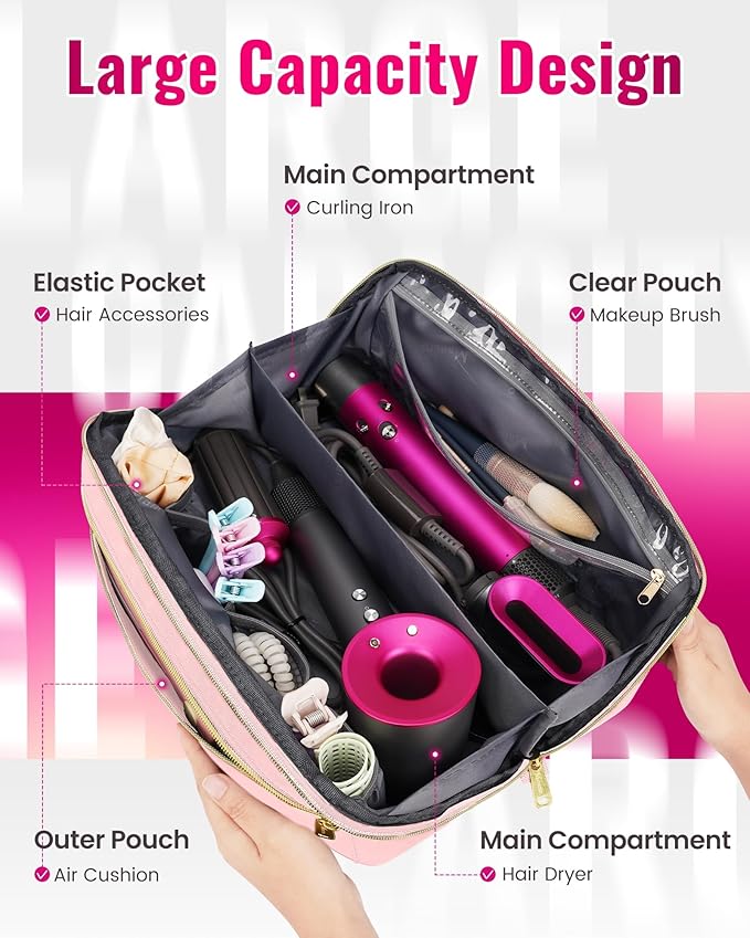 Mancro Hair Tools Travel Bag Compatible with Shark Glam, Wide-open Hot Hair Tool Organizer with Separate Heat Resistant Mat, Hair Accessories Organizer for Straighteners, Curling Iron, XL