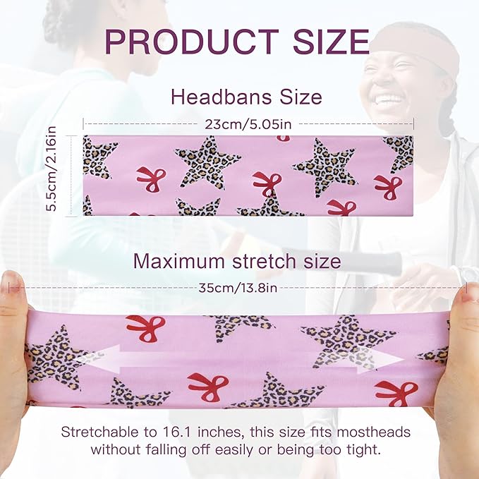 Ztomine 8 Pack Headbands for Women Non Slip - Stylish Sports Hair Bands for Women's Hair - Soft Cotton Cloth Stretchy Headbands for Women for Yoga, Outdoor Exercise Running