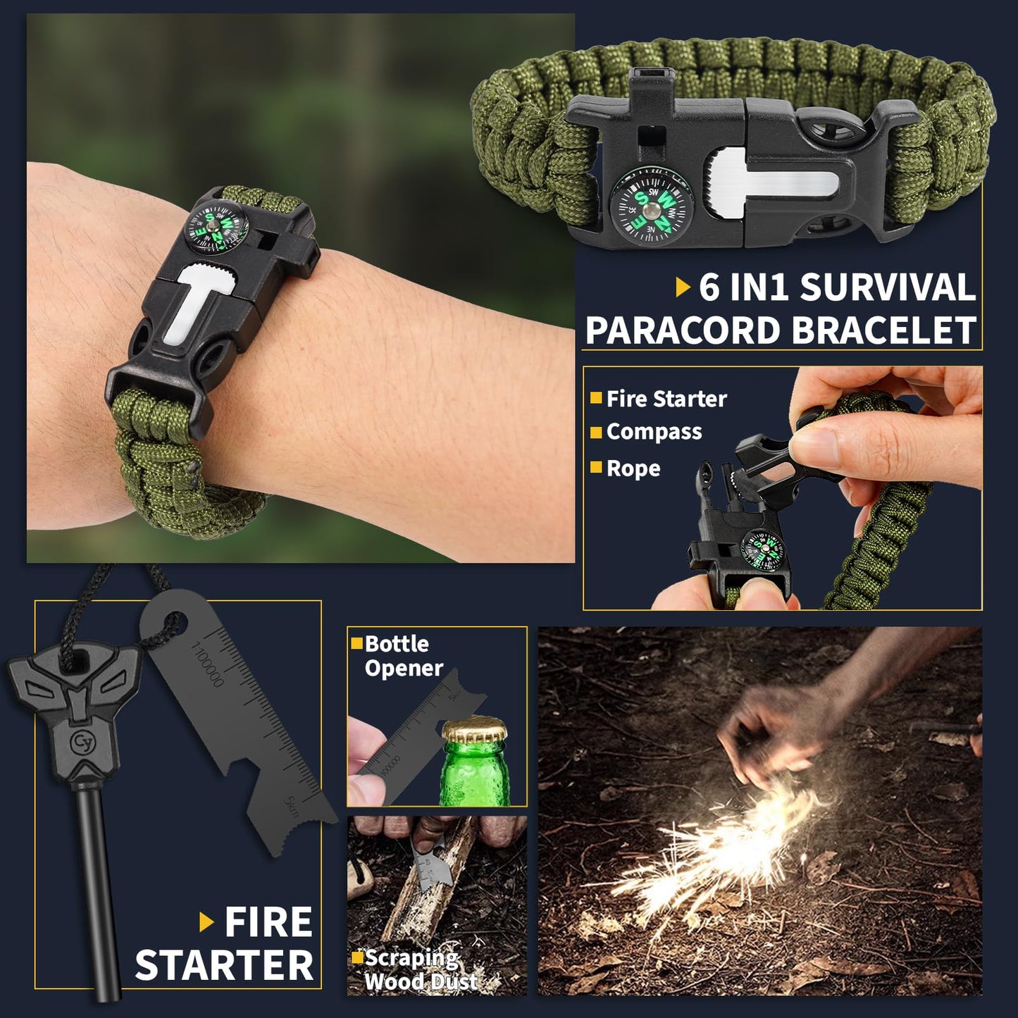ASTNES Gifts for Men Him Dad, Survival Kits and Equipment 14 Pcs, Christmas Stocking Stuffers, Anniversary Birthday Gifts for Husband Boyfriend Guy, Camping Essentials, Cool Gadgets for Men