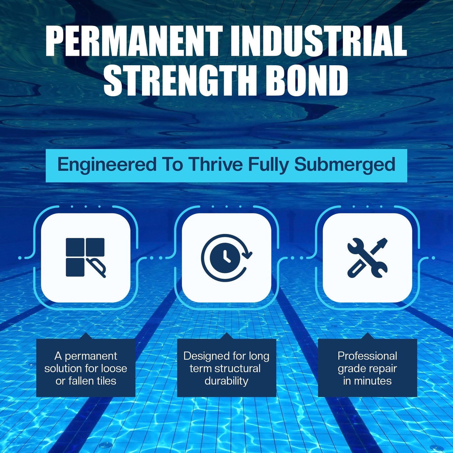 Pool Patch Underwater Pool Tile Adhesive (4 oz) – Waterproof Pool Tile Setting Paste – Professional Strength Adhesive for Ceramic, Mosaic & Stone – Works 100% Submerged, No Need to Drain Pool