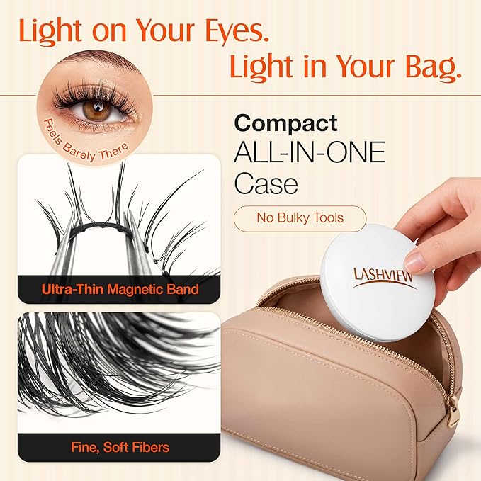 LASHVIEW Upgrade Magnetic Eyelashes with Applicator Soft Magnetic Eyelashes Natural Look Reusable No Glue Needed Easy to Wear and Remove (YT15)