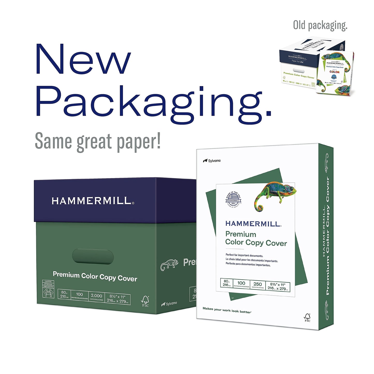 Hammermill Cardstock, Premium Color Copy, 80 lb, 8.5 x 11 - 1 Pack (250 Sheets) - 100 Bright, Made in the USA Card Stock, 120023R, White