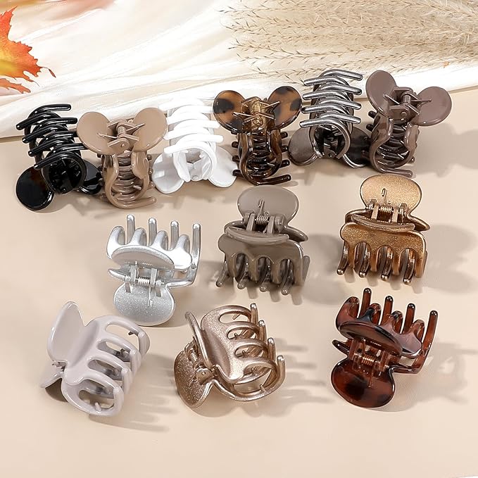 12Pcs Hair Clips for Women 1.8 Inch Small Claw Clips for Thin Hair Medium Hair Claw Clips for Thick Hair Accessories for Women Girls (Gloss Regular)