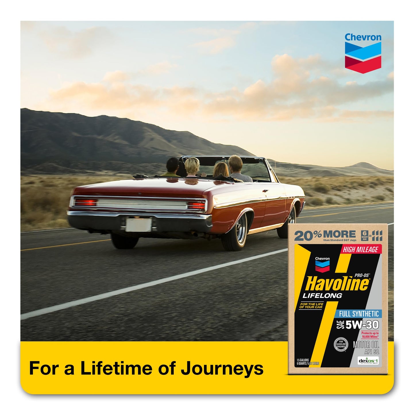 Havoline Motor Oil 5w30 PRO-DS Lifelong Full Synthetic Smart Change Engine Oil, 5W-30, 6 Quarts, Pack of 1
