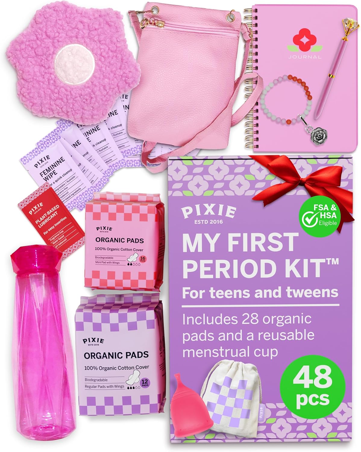 First Period Kit for Girls 9-12 - Ranked 1 for Comfortable & Organic Teen Pads - Tween Girls Trendy Stuff & Teen Girls Gifts - Biodegradable Absorbent Pads - Thoughtfully Designed for Tweens