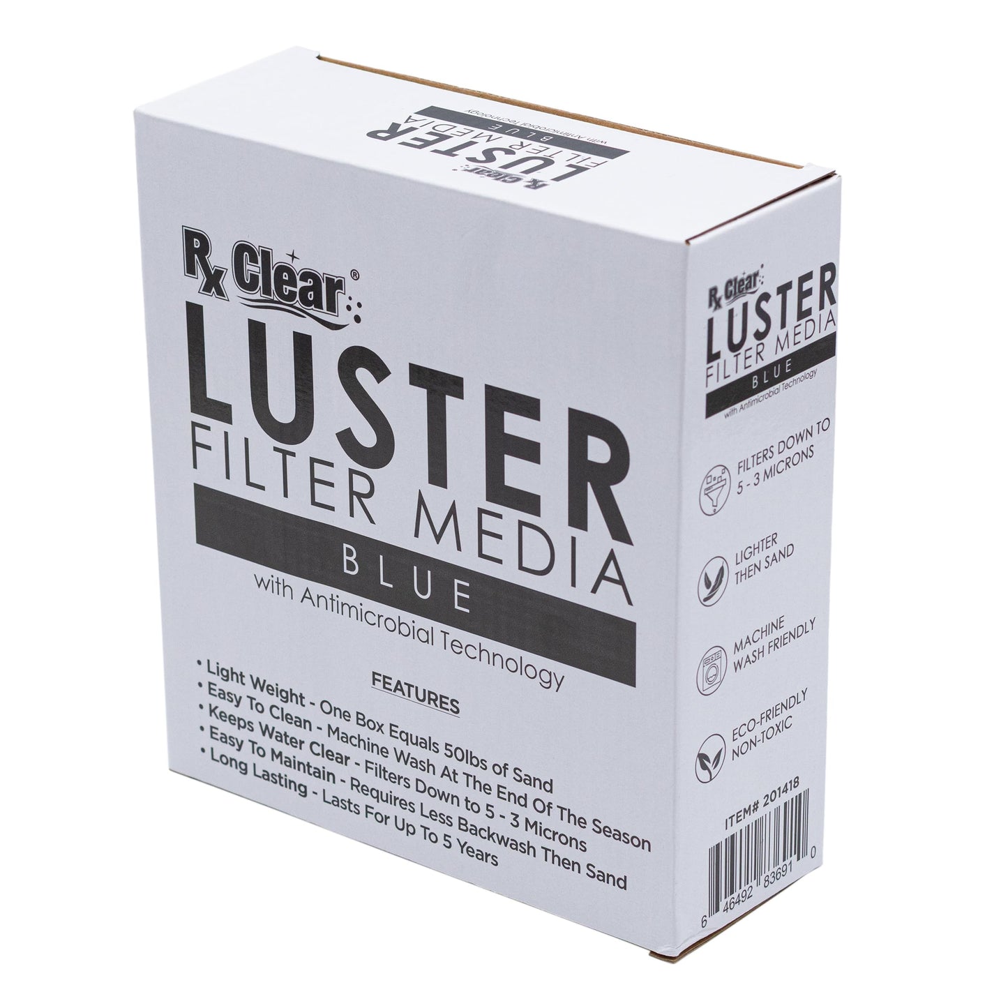 Rx Clear Blue Luster Filter Media for Swimming Pool Sand Filters | Alternative to Sand and Filter Glass | Specialty Technology Helps Keep Pools Clean | Lasts for Several Seasons | Individual Pack