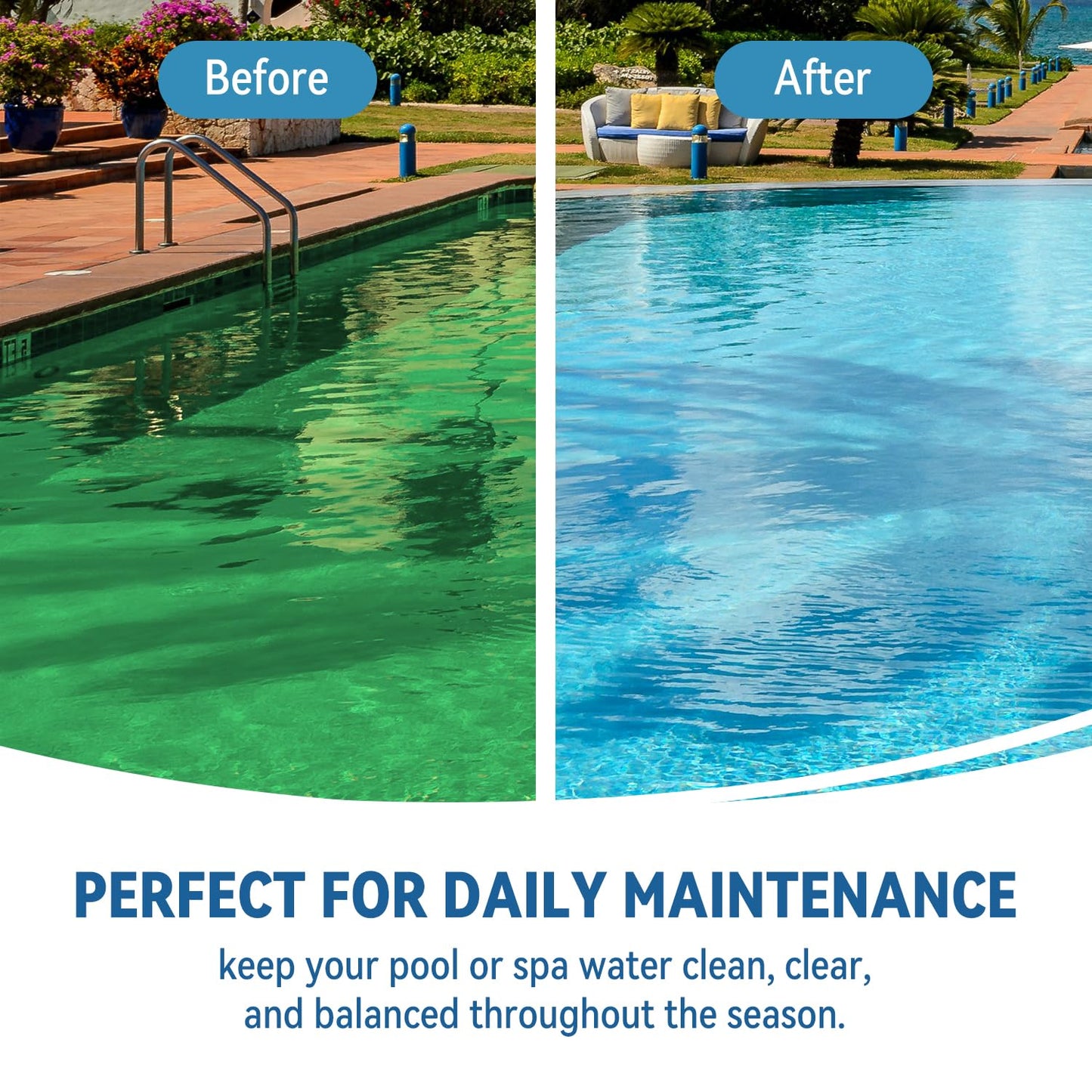 3 Inch Chlorine Tablets for Swimming Pools & Spas | 90% Available Chlorine Trichlor Pool Tablets | Long-Lasting Slow Dissolving Sanitizer for Clean & Clear Water (3inch-5Lbs)