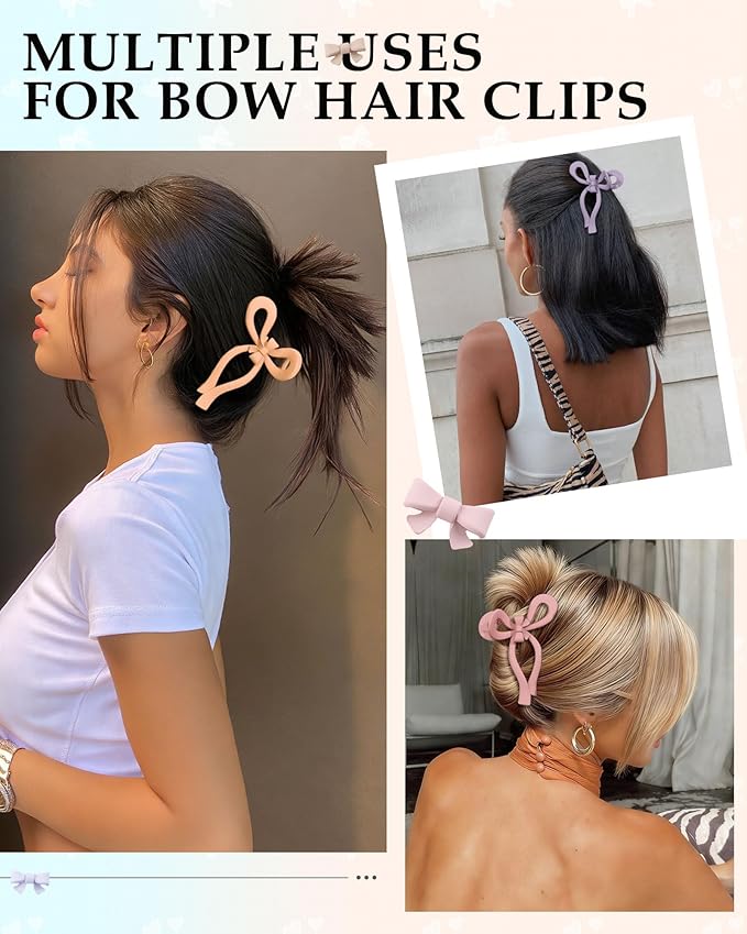 4 PCS Bow Hair Clips for Women Bow Claw Clip 5" Extra Large Hair Claw Clips for Thick and Long Hair Cute Bows Big Clip