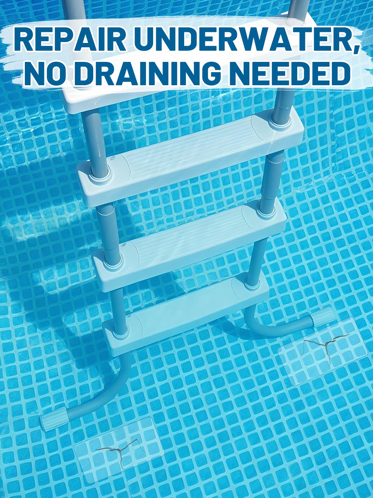 Aulock 20pcs Self-Adhesive Underwater Pool Liner Repair Patch - 4in x 7.8in Clear PVC Vinyl Patch Kit for In-Ground or Above Ground Pools Inflatable Swimming Pools