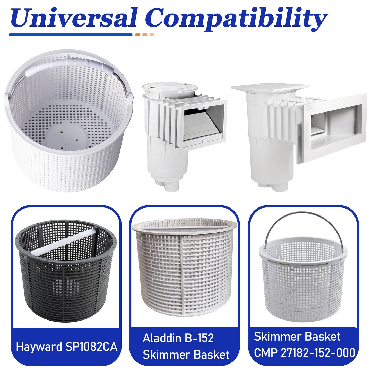 Inground Pool Skimmer Basket for Hayward Skimmer Basket&Pool Filter Baskets SP1082CA Series, Aladdin B-152, Built-in Brass Weight - Anti-Floating Filter Baskets, 316 Stainless Steel Handle Rubber Grip