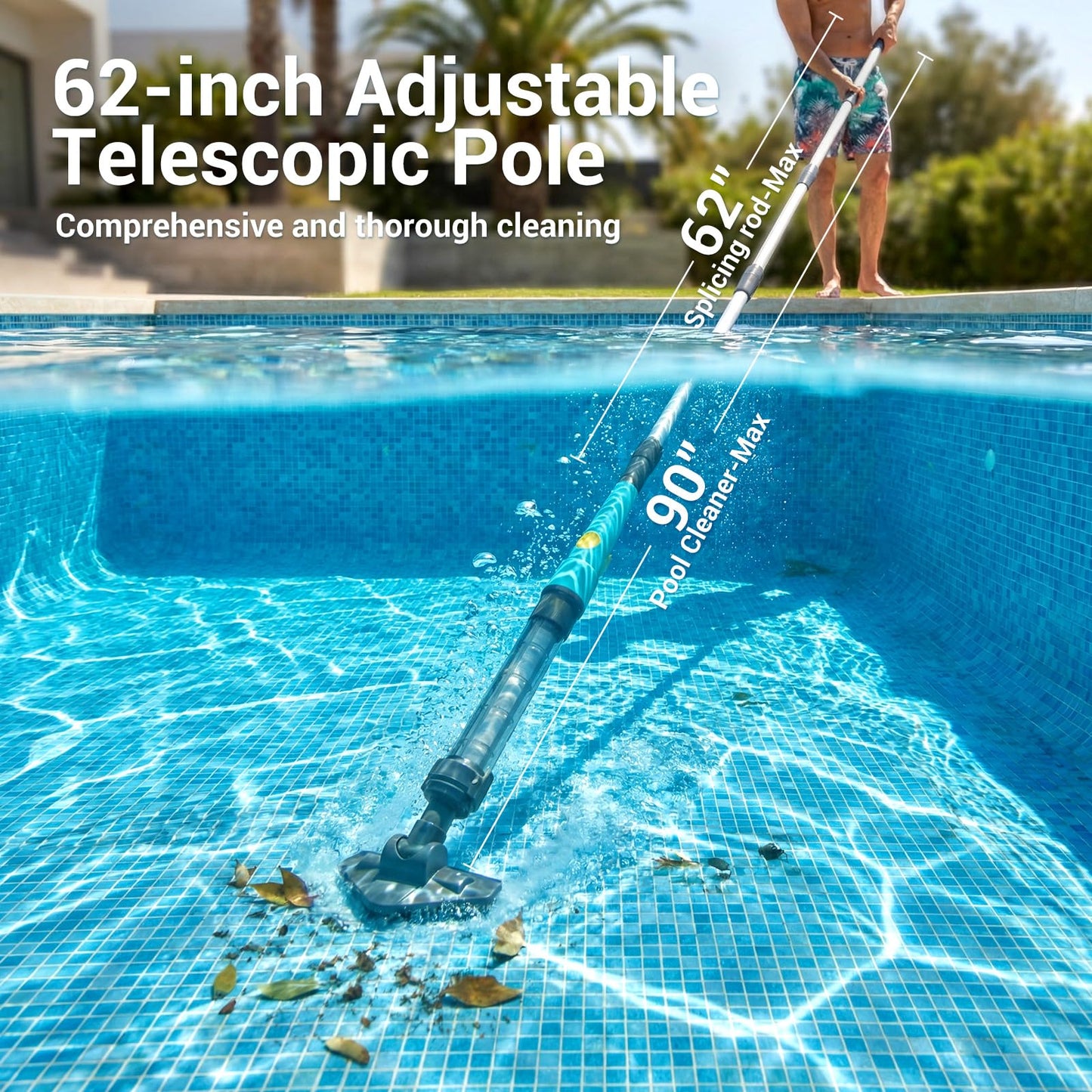MUTAOMWY Hot Tub Vacuum,Cordless Handheld Pool Vacuum Cleaner - Pool Cleaner for Inground Pools, for Hot Tubs and Spa,15 Gallons/Min Powerful Suction