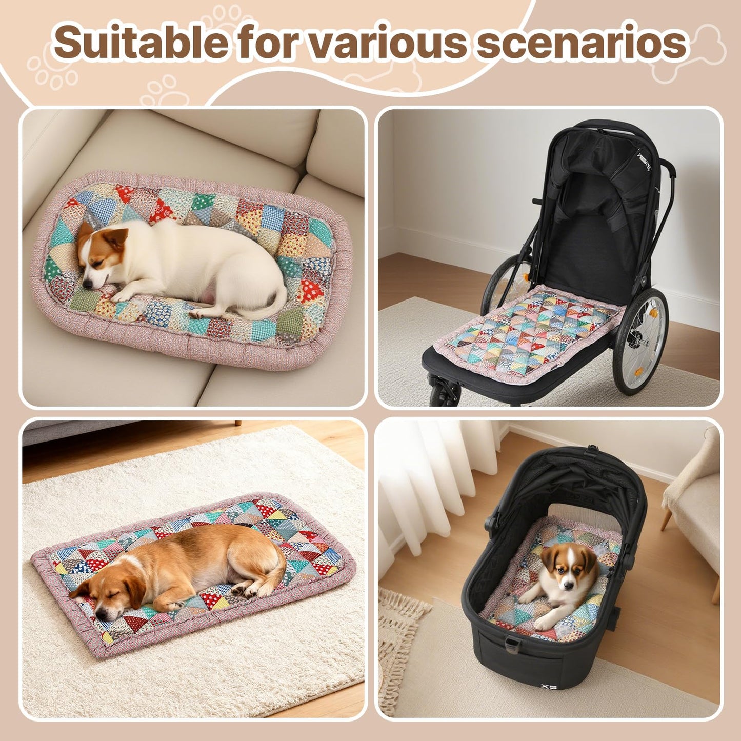 Beberoad Large Pet Stroller Single-Sided Pad - Warm and Non-Slip Mat, R8 Special Pet Stroller Seat Cushion, Comfortable and Soft