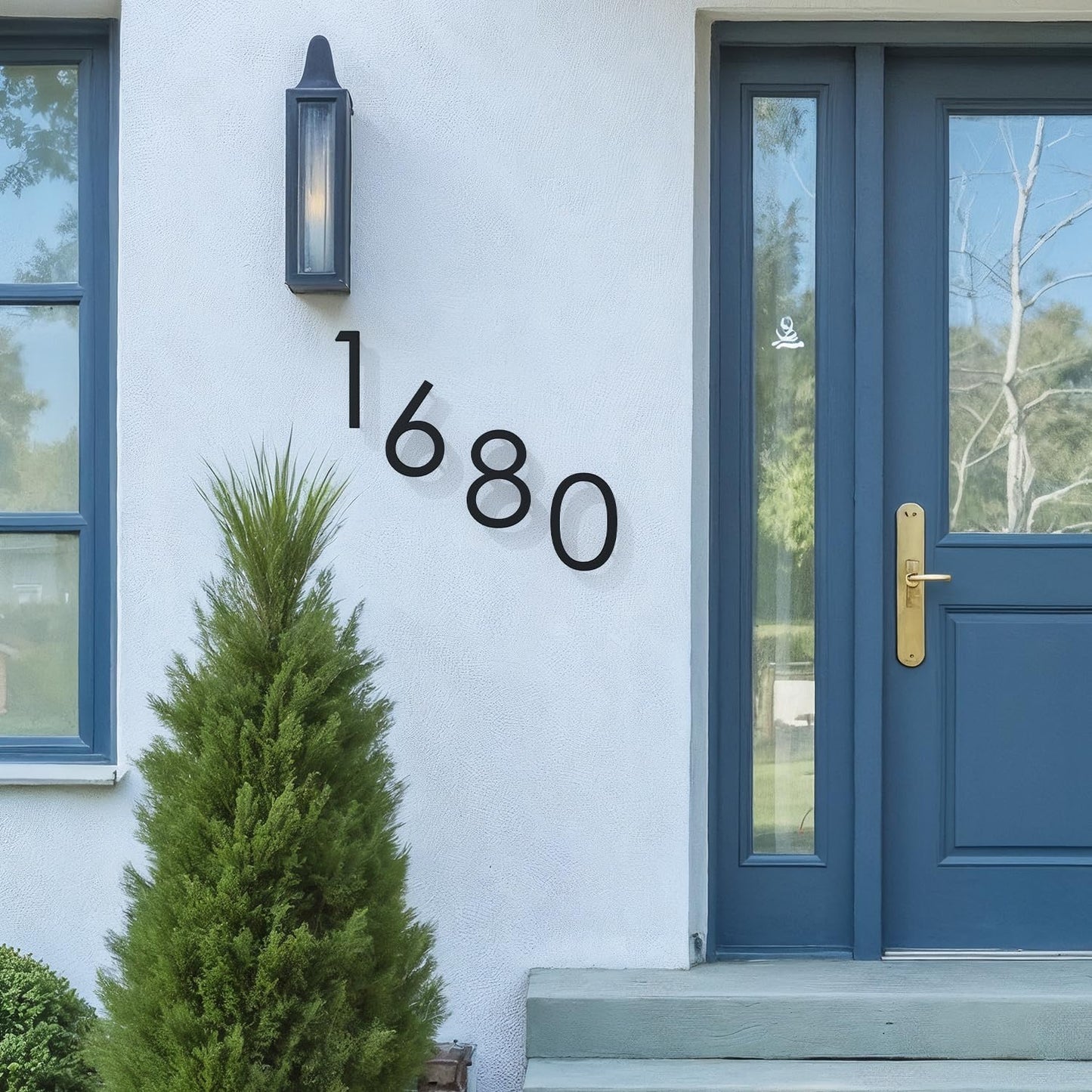Modern House Numbers for Outside, 5 Inch Floating House Numbers, Metal Address Sign, Mailbox Number, with Nail Kit, Never Rust, Matte Black (Black, 7)