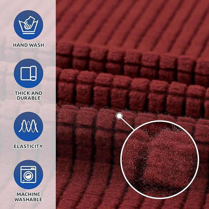 KEKUOU Stretch Oversized Sofa Slipcover 1 Piece Couch Sofa Cover (94"-110") Furniture Protector 4 Seater Sofa with Elastic Bottom for Kid,Pet.Jacquard Checked Pattern Fabric(X Large,Dark Red)