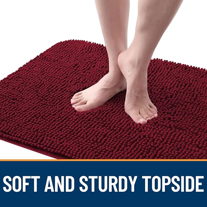 OLANLY Dog Door Mat for Muddy Paws 70x32, Absorbs Moisture and Dirt, Absorbent Non-Slip Washable Doormat, Quick Dry Chenille Mud Mat for Dogs, Entry Indoor Entryway Carpet for Inside Floor, Burgundy