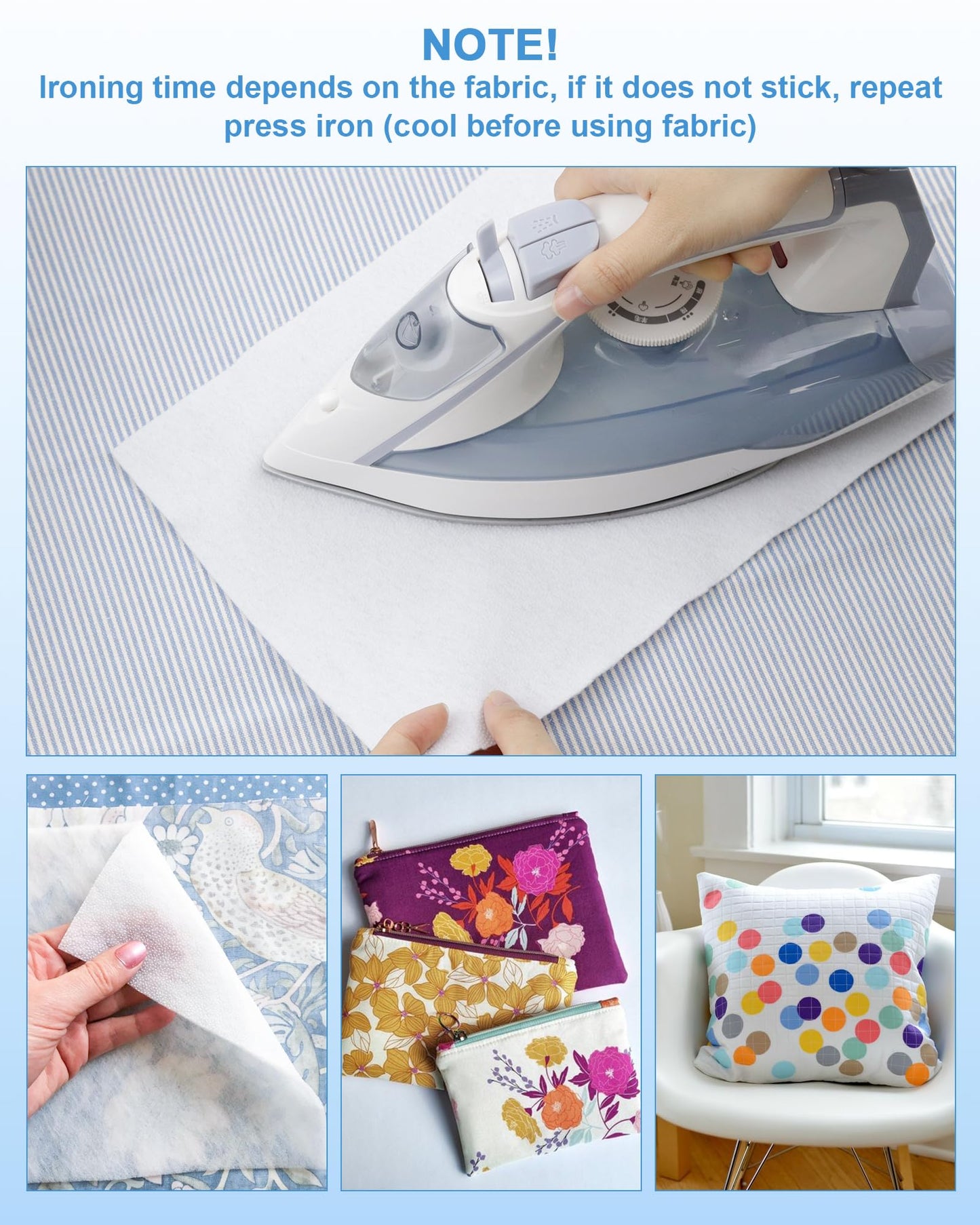 PLANTIONAL Iron-On Fusible Fleece Interfacing: 11.8 Inches x 10 Yards Medium Weight One-Sided Loft Iron On Fusible Fleece White for Quilting Tote Bags and Home Decor