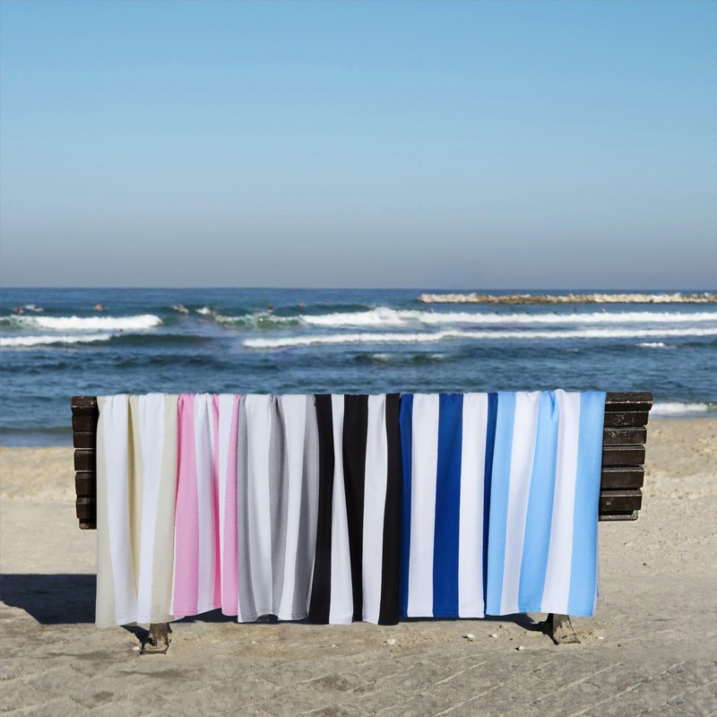 WILFA Extra Large Beach Towel - Oversized Mircofiber Beach Towel 40'' x 70'', XL Striped Lightweight Pool Towel, Big Cabana Swim Travel Towel for Adults Mens Women,Grey