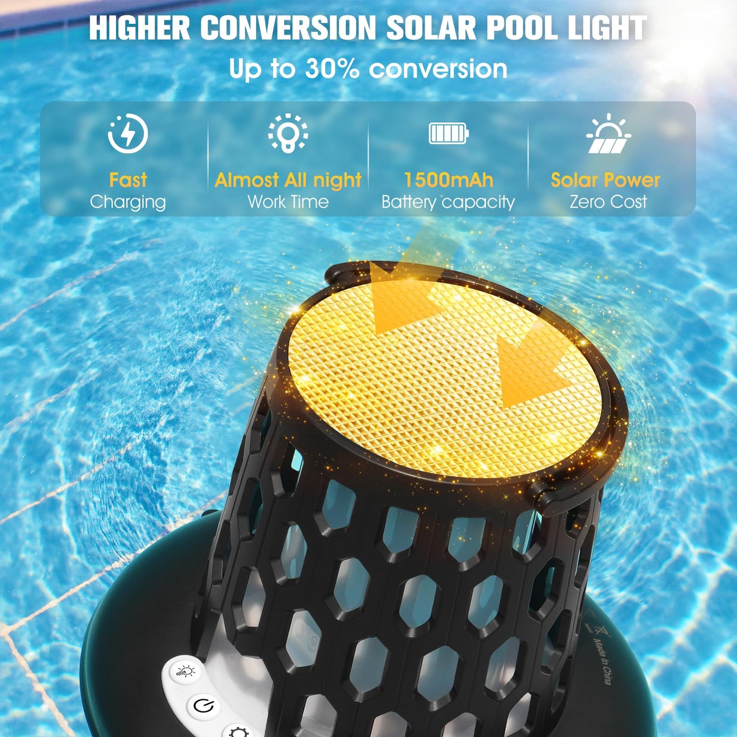 Floating Pool Lights,2026 Upgraded Solar Powered Pool Lights that Float,Flickering Flame Floating Solar Lights for Pool Lighting,Hangable IP68 Waterproof Swimming LED Pool Lights for Party,Outdoor-1PC