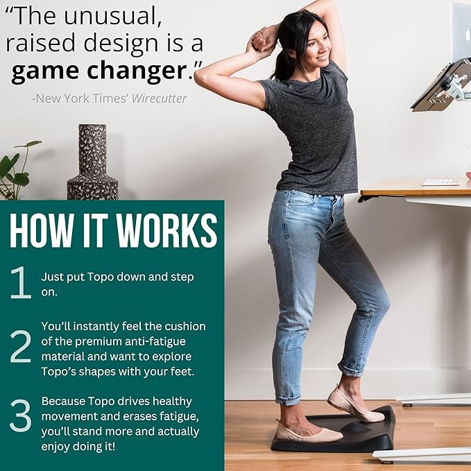 Standing Desk Mat - Topo Mini by Ergodriven | The Smaller Not-Flat Anti-Fatigue Standing Desk Mat with Calculated Terrain | Ultra-Thick Premium Comfort Foam, Durable, No PFAs or PVC | Obsidian Black