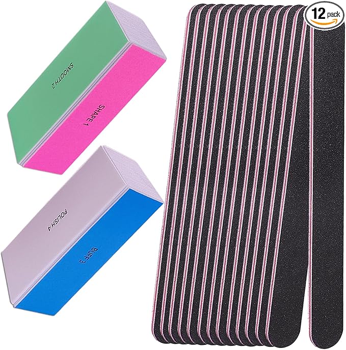 Nail File and Buffer Set, 4 Way Nail Buffers Shine Kit Professional Nail Files for Natural Nails Manicure Filer Filing Polishing Buff Nail Care Smoother Buffing Fingernail 100/120/240/600/3000 Grit