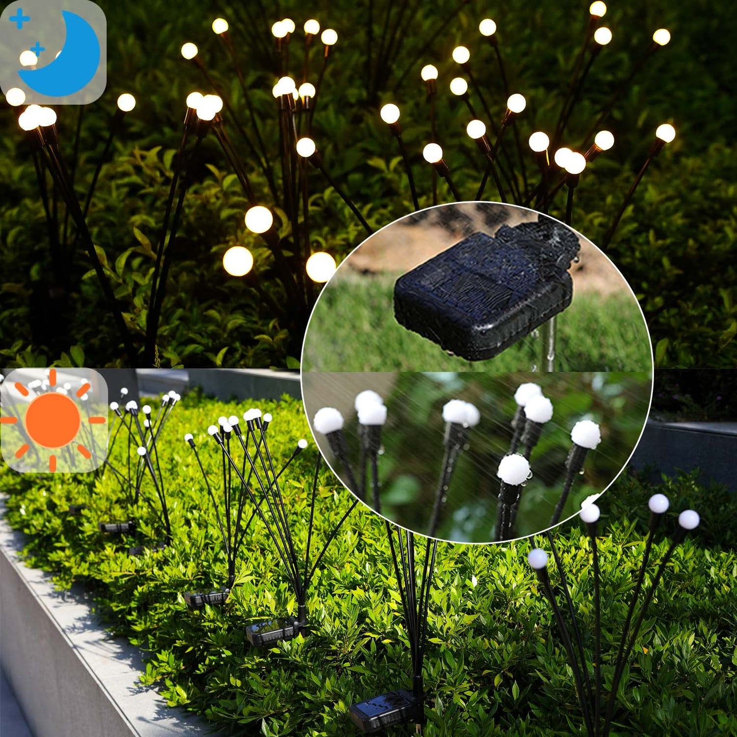 ZFNN Solar Garden Lights Outdoor, 4 Pack Firefly Swaying Lights, Waterproof Garden Decor for Yard Patio Pathway Lawn, Gardening Gifts for Women Christmas Decoration