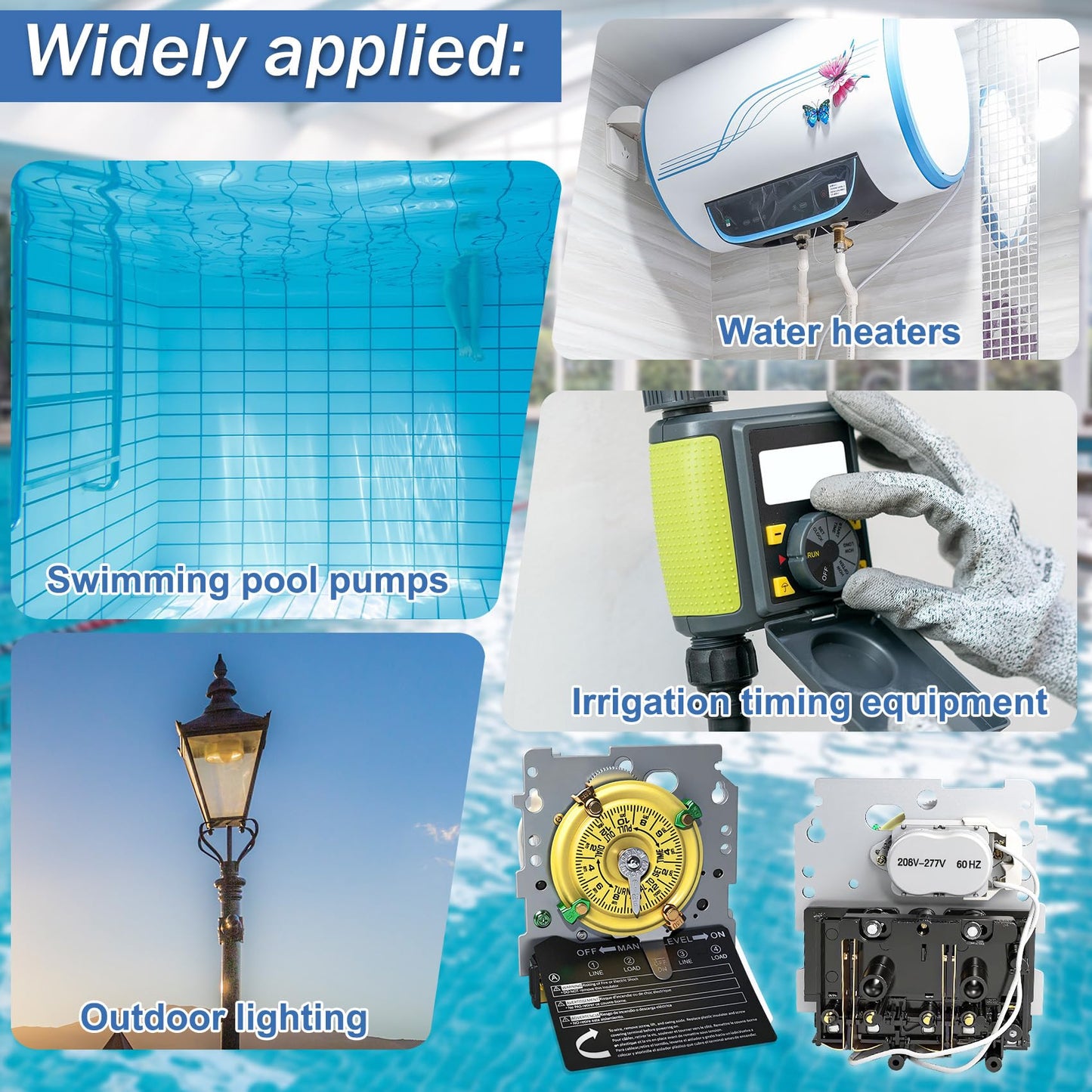 T101 Mechanical Timer Switch, T101 Pool Timer, 120V 2HP SPST 40A Time Switch, 24 Hour 12 ON/Off for Pool Pump, Heavy-Duty Mechanical Time Switches, for Lights Pumps HVAC Systems, 5 Years Warranty
